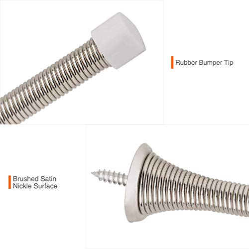 Minimalist 2 Pack Spring Door Stopper Brushed Satin Nickel- 3-1/4" Kit
